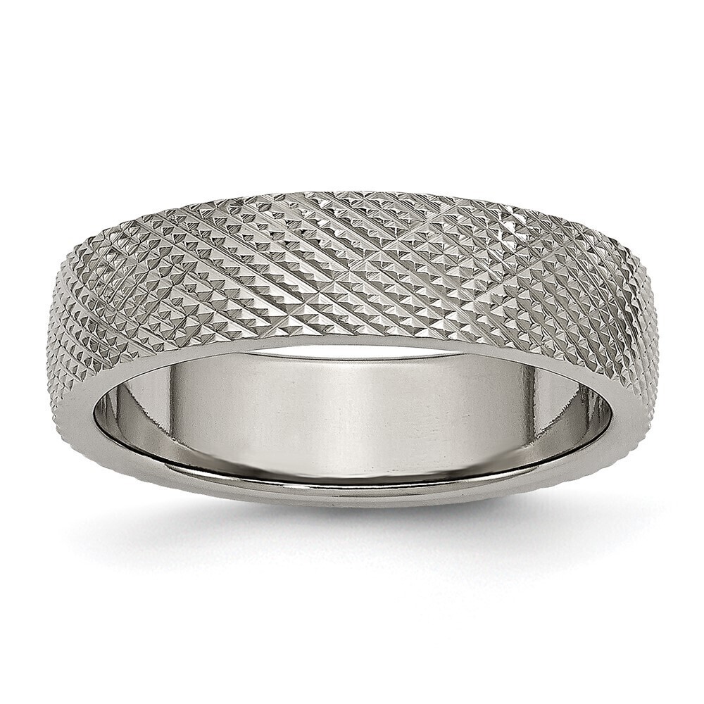 Kazi Luxury Titanium Polished and Textured 6mm Band